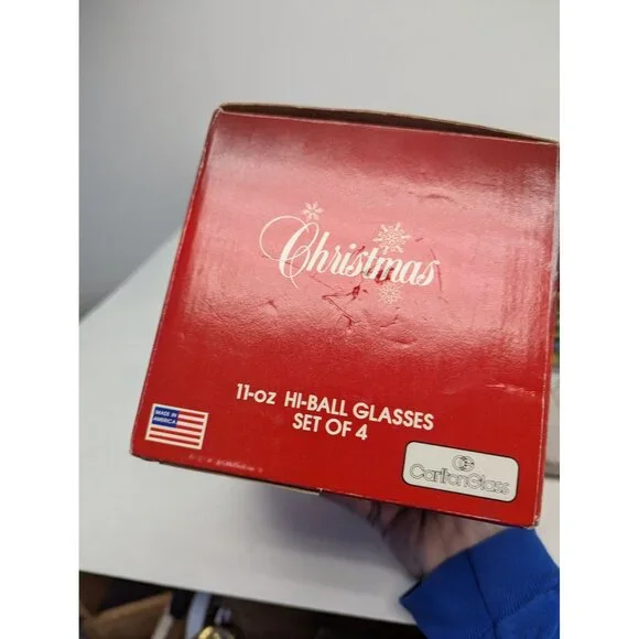 Vintage Set of 4 Christmas Carlton Beverage Glasses 11 oz Tumblers 5 1/2" Tall - Picture 8 of 8